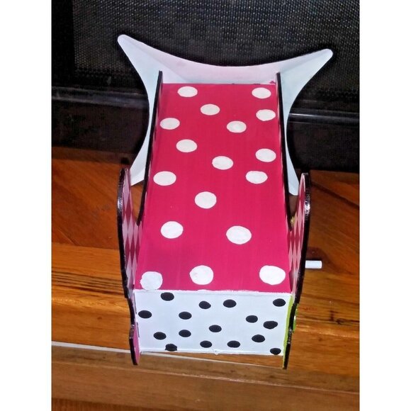 WHIMSICAL Bird House SHOE-Shaped CHECKERED polka dots NEW VIBRANT hand-painted - Picture 7 of 7